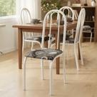 Conjunto Kit Jogo 4 Cadeiras Metal Aço Cozinha Branca Almofadada