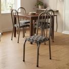 Conjunto Kit Jogo 4 Cadeiras Metal Aço Cozinha Jantar Almofadada