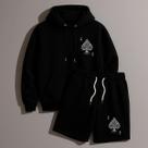 Conjunto Kit Masculino Moletom Canguru Com Capuz e Short Tectel As De Espadas Estiloso Moderno StreetWear
