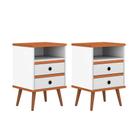 Conjunto Kit Mesa De Cabeceira Quarto Cama Alan Branco