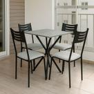 Conjunto Kit Mesa de Jantar e 4 Cadeiras Laura Ferro Preto Ideal para Salas Pequenas e Apartamentos