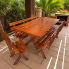 Conjunto Kit Mesa Rústica De Churrasco 1 Mesa + 4 Bancos