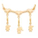 Conjunto kit pingente banhado ouro 3x 24k 18k e 22k feminino rommanel canga com 3 filhos meninos e meninas 541322 542384 542385
