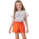 Conjunto Kukie Alecrim Blusa e Short Peach Laranja Inverno