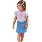 Conjunto Kukiê Blusa Cotton E Short Saia Jeans Lilás Verão