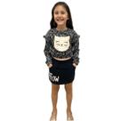 Conjunto Kukiê Gatinha Blusa E Short Saia Inverno