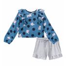 Conjunto Kukiê Short E Blusa Manga Rena Coleção Alecrim