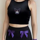 Conjunto Kuromi Saia Laço Roxo e Cropped Zara Veludo Cor:RoxoTamanho:P Conjunto Kuromi Saia Laço Roxo e Cropped Zara Veludo Cor:RoxoTamanho:P