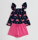 Conjunto Kyly Infantil Menina Bata Marinho e Shorts Rosa Verão Moda Kids Conjunto Kyly Infantil Menina Bata Marinho e Shorts Rosa Verão Moda Kids