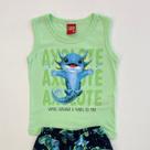Conjunto Kyly Infantil Menino Regata Verde e Bermuda Marinho Axolote Verão Moda Kids 1001325