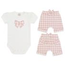 Conjunto Laço Rosa - Body Curto/Bermuda - Mini & Co.