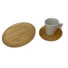 Conjunto Lanche, prato, pires bambu e xicara cerâmica branca Conjunto Lanche, prato, pires bambu e xicara cerâmica branca