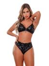 Conjunto Lantejoulas Brilhante Lingerie Shorts com Spikes