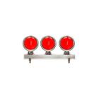 Conjunto Lanterna Traseira 3 Pecas Modelo Ecoline Lente Vermelho Com Aro Suporte Cromados uso geral Instalar No para-choque