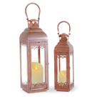 Conjunto Lanternas Marroquinas Rustica Metal Cobre Com Velas