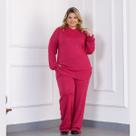 Conjunto Lanzinha Pantalona Calça Reta e Blusa Com Capuz Plus Size