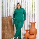 Conjunto Lanzinha Pantalona Calça Reta e Blusa Com Capuz Plus Size