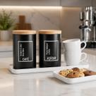 Conjunto Latas Café e Açúcar Metal Preto Decorativo para Cantinho do Café Gourmet Conjunto Latas Café e Açúcar Metal Preto Decorativo para Cantinho do Café Gourmet