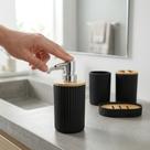 Conjunto Lavabo Bambu Premium Organizador De Bancada Dispenser Saboneteira Porta Escova Suporte Luxo Conjunto Lavabo Bambu Premium Organizador De Bancada Dispenser Saboneteira Porta Escova Suporte Luxo