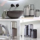 Conjunto Lavabo Banheiro 4 Peças Com Porta Escovas Porta Sabonete Líquido Porta Algodão e Porta Cotonete