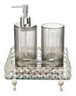 Conjunto Lavabo Banheiro Dispenser Líquido Bandeja Espelhada