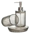 Conjunto Lavabo Banheiro Vidro Dispenser Líquido Escova Pia Conjunto Lavabo Banheiro Vidro Dispenser Líquido Escova Pia