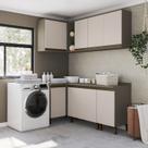 Conjunto Lavanderia Modulada 5 Peças com Tampo Aurora Espresso Móveis Bege/Duna/Cristal