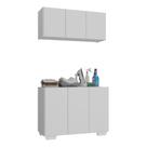 Conjunto Lavanderia Multiuso Armário Aéreo E Balcão Mp5051 Branco Branco Conjunto Lavanderia Multiuso Armário Aéreo E Balcão Mp5051 Branco Branco