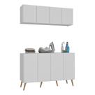 Conjunto Lavanderia Retrô Multiuso Armário Aéreo E Balcão Mp5053 Branco natural
