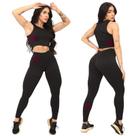 Conjunto Legging e Cropped Regata Poliéster Fitness Feminino