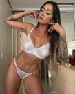 Conjunto Lingerie Anny Branco Sem Bojo com Aro Sutiã Acetinado Detalhes em Renda Alças Lisas Lateral Larga Calcinha de Regulagem Semi Fio em Fio Duplo