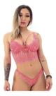 Conjunto Lingerie calcinha e sutiã cropped em renda luxo