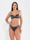 Conjunto lingerie canelado sexy com bojo e renda