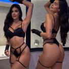 Conjunto Lingerie Cinta Liga e Luvas Sensual Sexy Com Renda Calcinha fio Com Bojo Strappy tiras