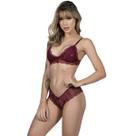 Conjunto Lingerie Em Renda e Sutiã Sem Bojo Decote
