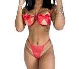 Conjunto lingerie laço,tule,sex,sutia alças regulaveis