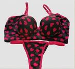 Conjunto Lingerie Microfibra Coração: Sutiã Bojo e Calcinha Fio Duplo Conforto