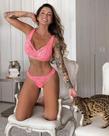 Conjunto Lingerie Nicki Confete Sem Bojo com Aro em Renda Exclusiva Forrado em Tule Alças Rendadas com Regulagem Calcinha Semi Fio em Renda