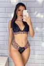 Conjunto lingerie onça com elástico duas tiras sexy luxo