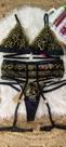 Conjunto Lingerie plus size Adulto, sem Bojo, Cor: preto ,com rendas Douradas. Tam G1