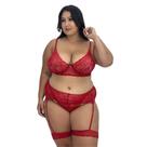 Conjunto Lingerie Plus Size Sutiã sem Bojo e Perneira Sensual- c8 Amélia