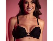 Conjunto Lingerie Push Up Renda e Tule Preto Duzani 31338 Cor:PretoTamanho:G