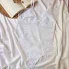 Conjunto Lingerie Renda Cropped Liz Branco/Prata Conjunto Lingerie Renda Cropped Liz Branco/Prata