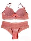 Conjunto Lingerie Renda Vinho e Nude G