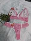 Conjunto lingerie Rosa com branco