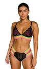 Conjunto Lingerie Sem Bojo Calcinha Sutiã Renda Neon Tiras Elástico