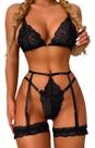 Conjunto Lingerie Sensual Renda e Cinta Liga