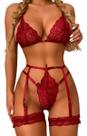 Conjunto Lingerie Sensual Renda e Cinta Liga