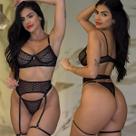 Conjunto Lingerie Sensual Tule Transparente Cinta Liga Sexy Sedução