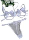 Conjunto lingerie sex laço,em tule, sutia com alças regulaveis,
